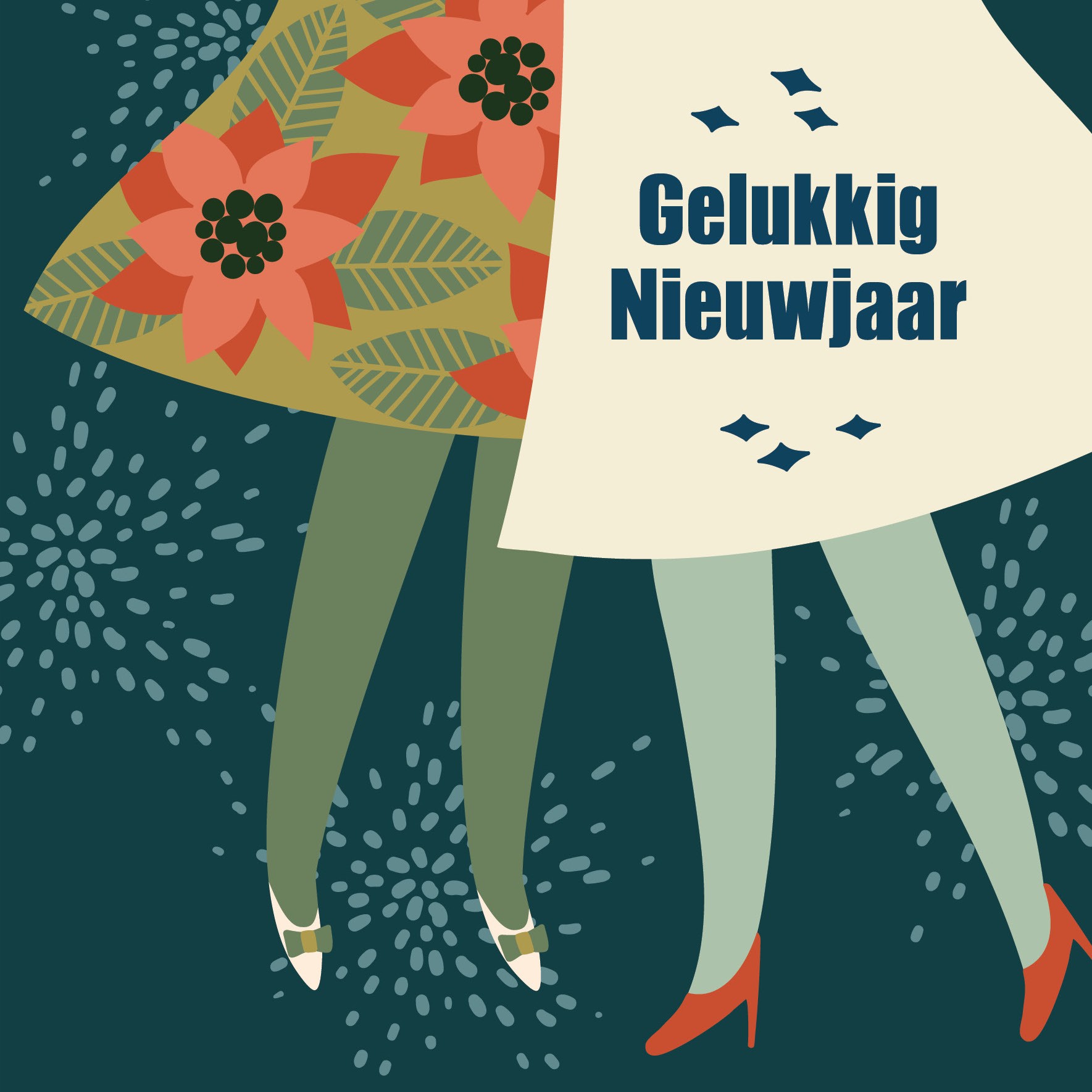 Retrofeesten: set van 4 wenskaarten