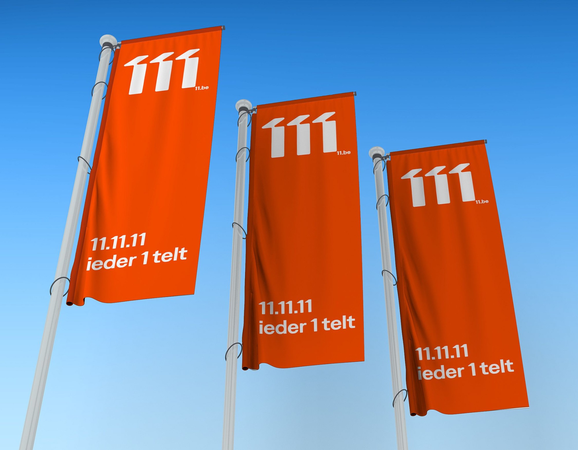 Verticale vlag Ieder1 telt met logo voor mast