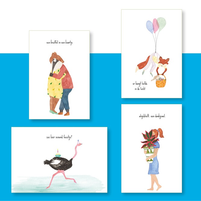  Iets moois te vieren: set van 4 wenskaarten